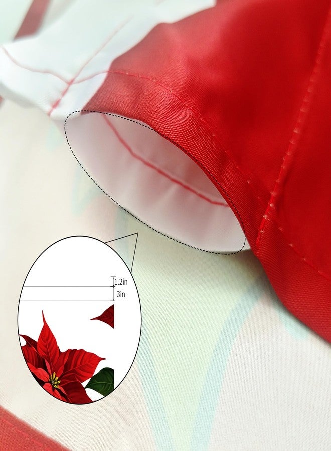 SUNWISHA Christmas Poinsettia Curtain Valances Set Upper Curtain 52'' Lx18'' W & Lower 36'' L x 26'' W x2 Merry Christmas Romantic Flowers - Kitchen/Bedroom Decor Red - Image 5